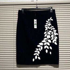 Calvin Klein Black Floral Skirt Size L NWT